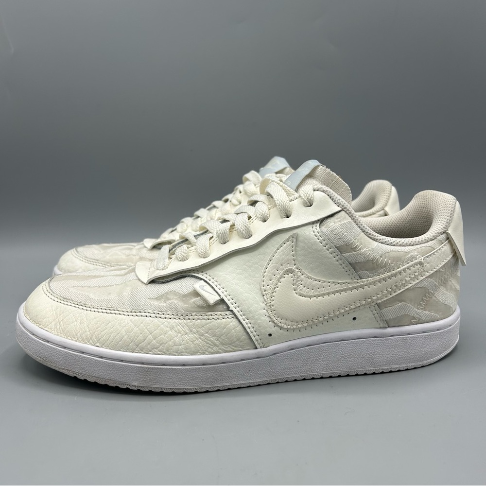 Nike Court Vision Low Premium Sail Shoes Women Size 10 Off White Stripes